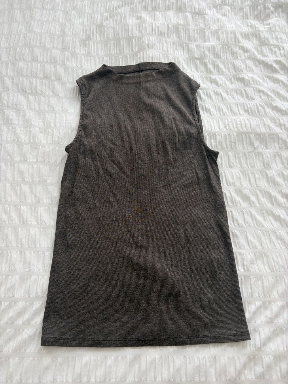 Everlane Heathered brown Sleeveless rib mockneck Tank